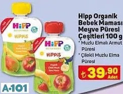 HİPP ORGANİK BEBEK MAMASI MEYVE PÜRESİ ÇEŞİTLERİ 100G